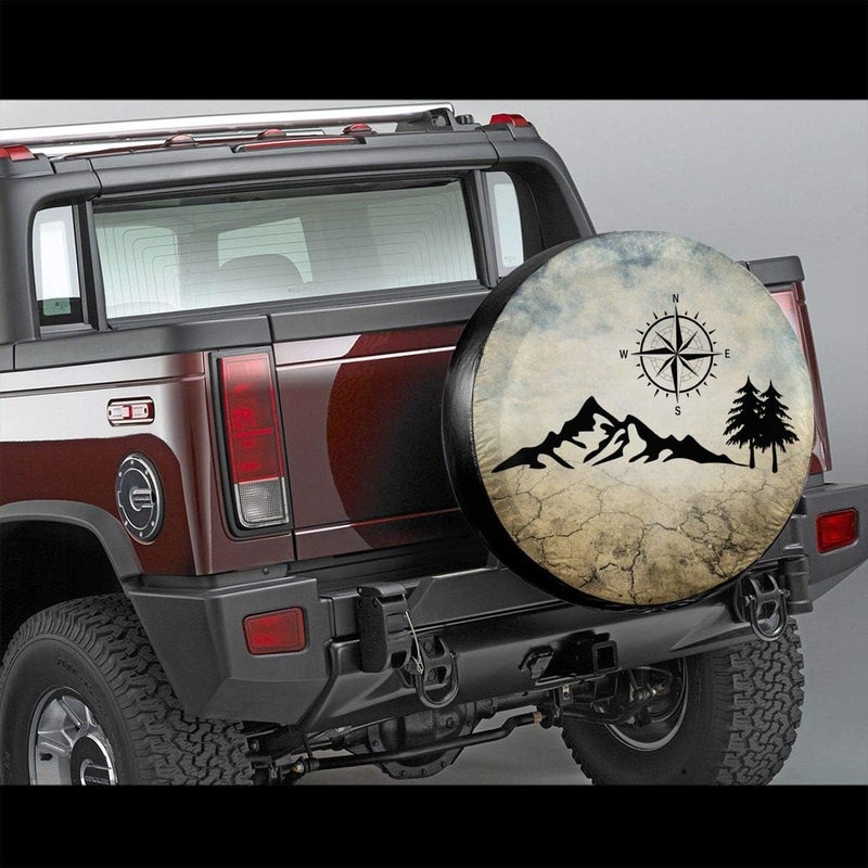 cozipink Nature Mountain Compass Spare Tire Cover Wheel Protectors Weatherproof Universal for Trailer Rv SUV Truck Camper Travel Trailer 14" 15" 16" 17" - Image 4