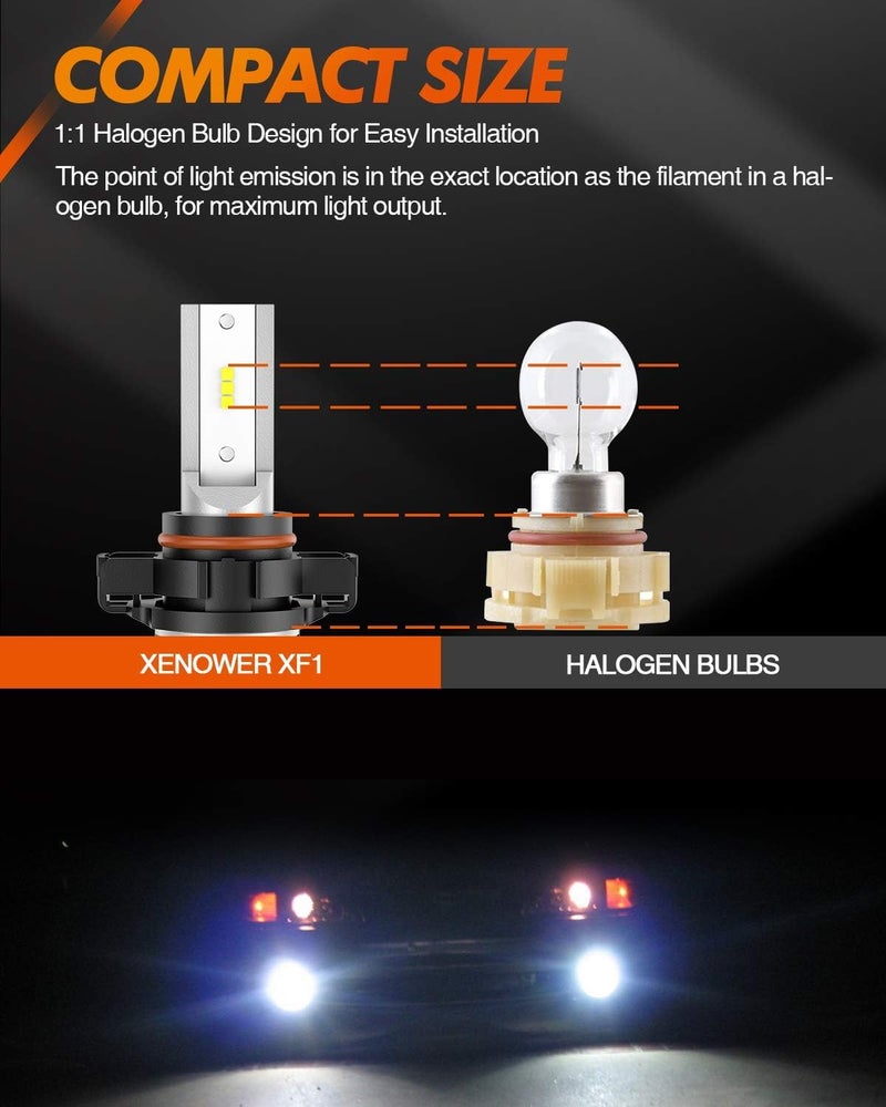 SEALIGHT 2504 PSX24W LED Fog Light Bulbs, 18,000 LM 6500K White 2504 Fog Lights Led, 5530 CSP Chips, IP68 Waterproof Plug and Play, Pack of 2 - Image 4