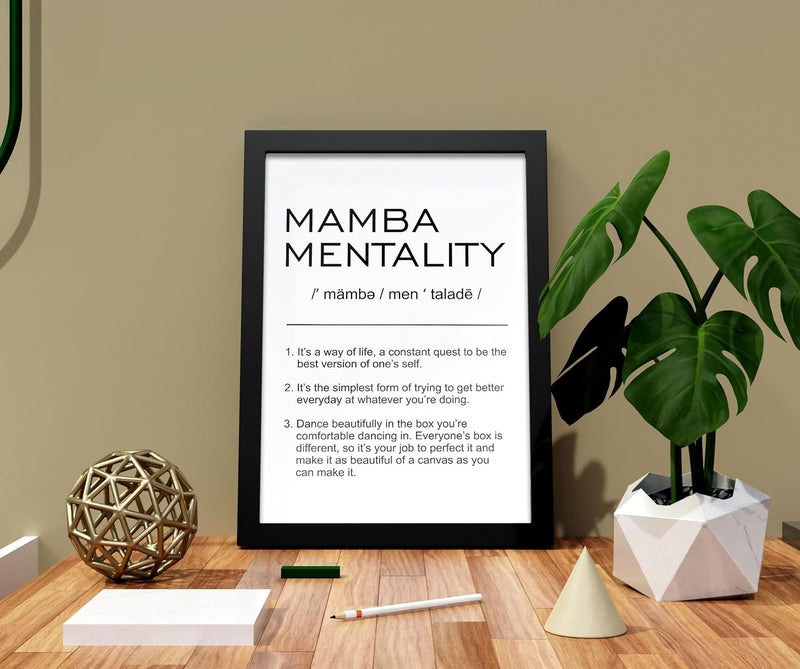 FRAMEO STORE Mamba Mentality Glass frame Kobe Bryant mamba mentality quote wall art framed poster A4 size 8 X 12 Inches - Image 2