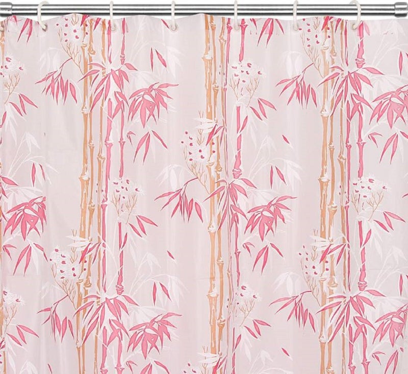 SHAVIN PVC Flower Printed Rose Bathroom Shower Curtain (54 x 108 Inches, Pink) - Image 3