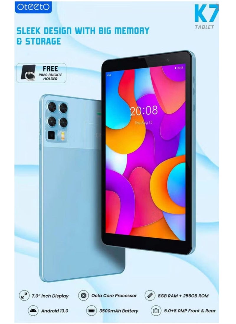 Oteeto Oteeto K7 Android Tablet With 8 GB RAM 256 GB ROM and 3500 mAh Battery Blue  - Image 3