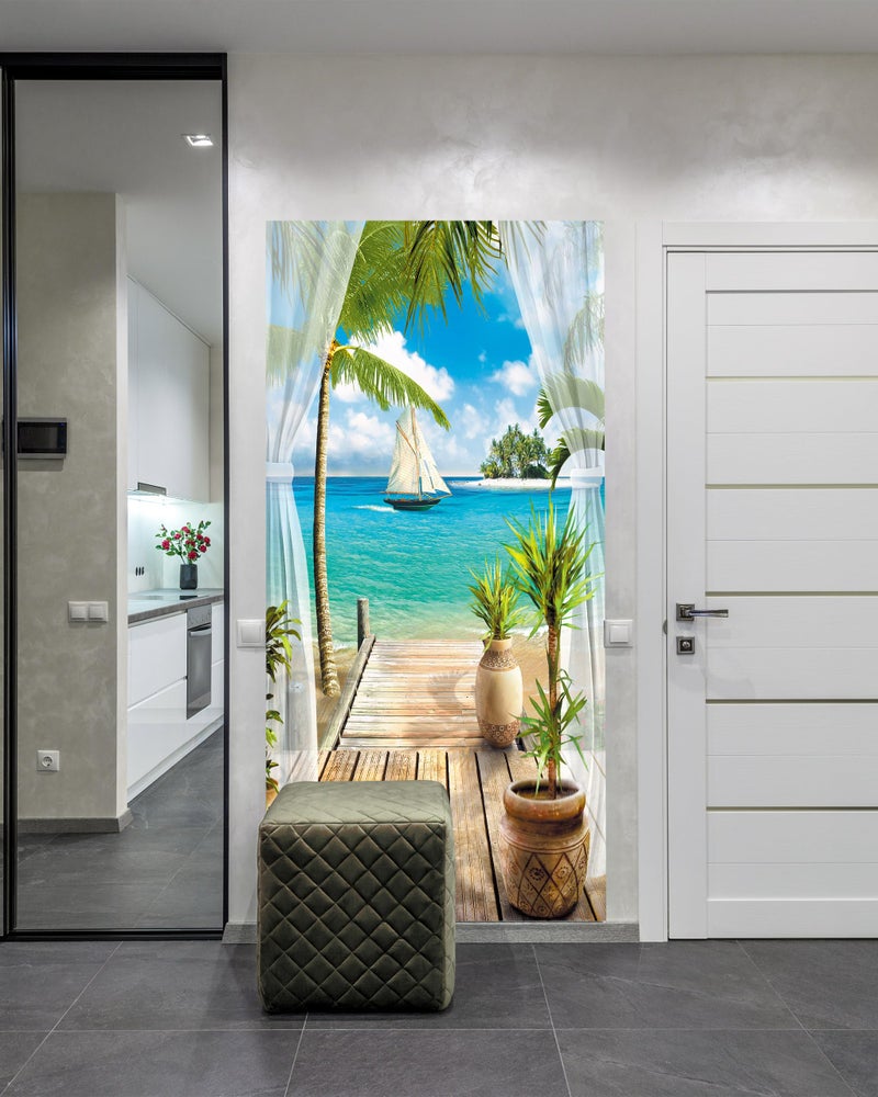 FLFK Door Decal Sticker - Ocean,Peel and Stick Mural,Combined Size 36"x80",Split into 2 Pieces - Image 3