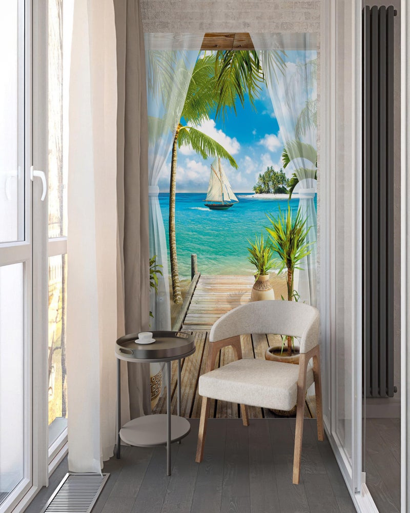 FLFK Door Decal Sticker - Ocean,Peel and Stick Mural,Combined Size 36"x80",Split into 2 Pieces - Image 5
