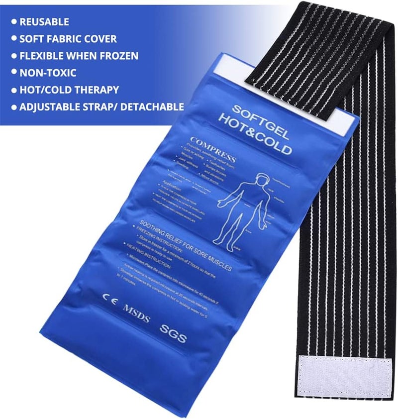 neotimely Gel Ice Cold Packs, Ice Pack for Injuries Reusable, Soft Cold/Hot Compress, Provides Alleviate Joint and Muscle Pain Flexible Therapy for Injuries Knees, Back, Shoulders, Arms and Legs (17 X 6 Inch) - Image 4