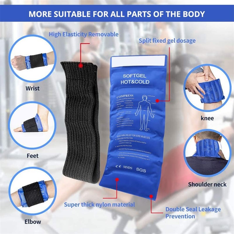 neotimely Gel Ice Cold Packs, Ice Pack for Injuries Reusable, Soft Cold/Hot Compress, Provides Alleviate Joint and Muscle Pain Flexible Therapy for Injuries Knees, Back, Shoulders, Arms and Legs (17 X 6 Inch) - Image 2