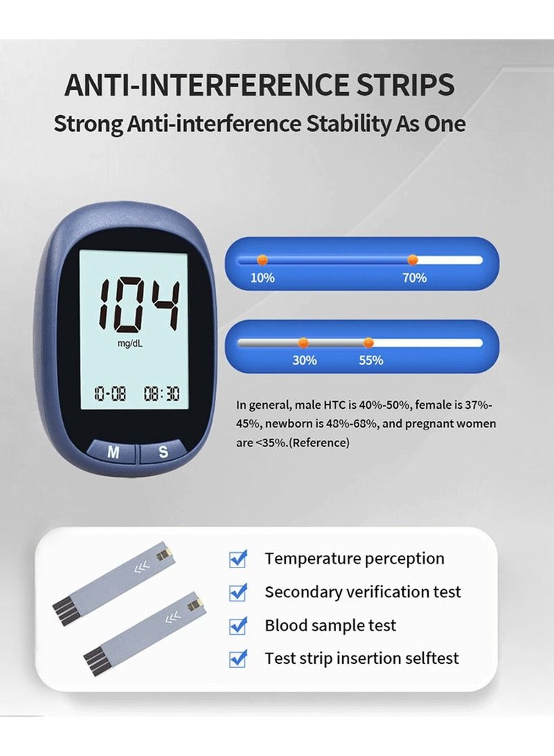 Generic Blood Glucose Monitor,50 Glucometer Strips, Fully Automatic Portable Blood Glucose Monitoring System, Diabetes Testing Kit, Coding-free Meter, Large Display  - Image 3