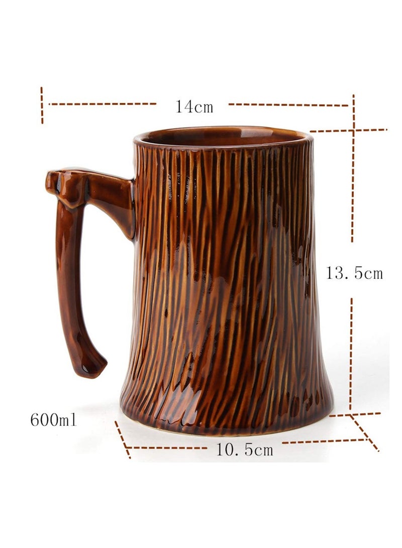 SYOSI SYOSI Ceramic Funny Coffee Mug, Stump Axe Shape, Creative Breakfast Milk Water Coffee Cup, Office Birthday Coffee Gift Cup Present, 600ml  - Image 4
