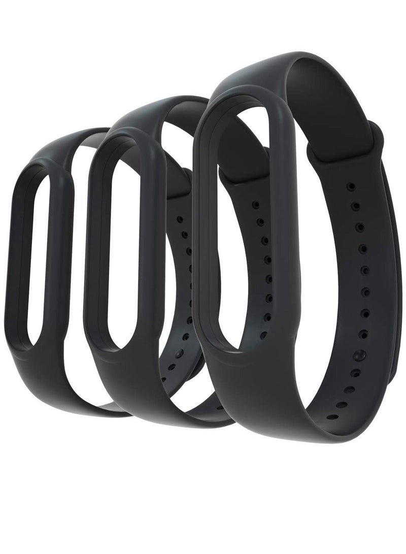 Bands Compatible with Xiaomi Mi Band 5 Smartwatch Wristbands Replacement Band Accessaries Straps Bracelets for Mi5 (3-Black) - Image 1