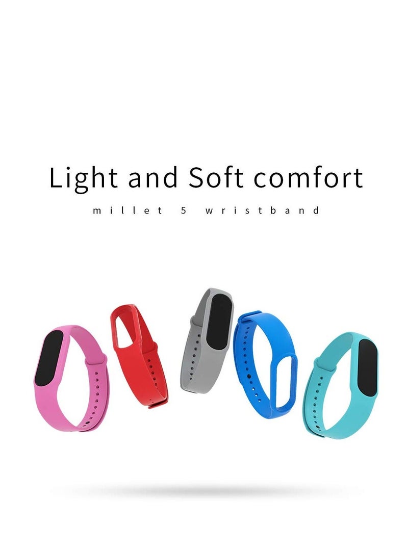 Bands Compatible with Xiaomi Mi Band 5 Smartwatch Wristbands Replacement Band Accessaries Straps Bracelets for Mi5 (3-Black) - Image 3