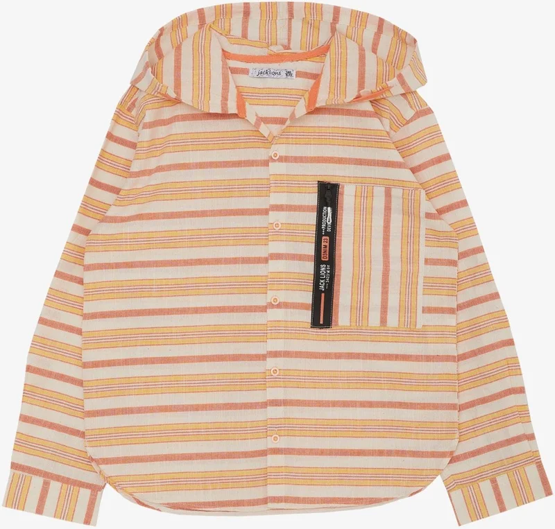 Jack Lions Boy's Shirt with Hooded Zipper Pocket, Age 5-14, Mixed Color