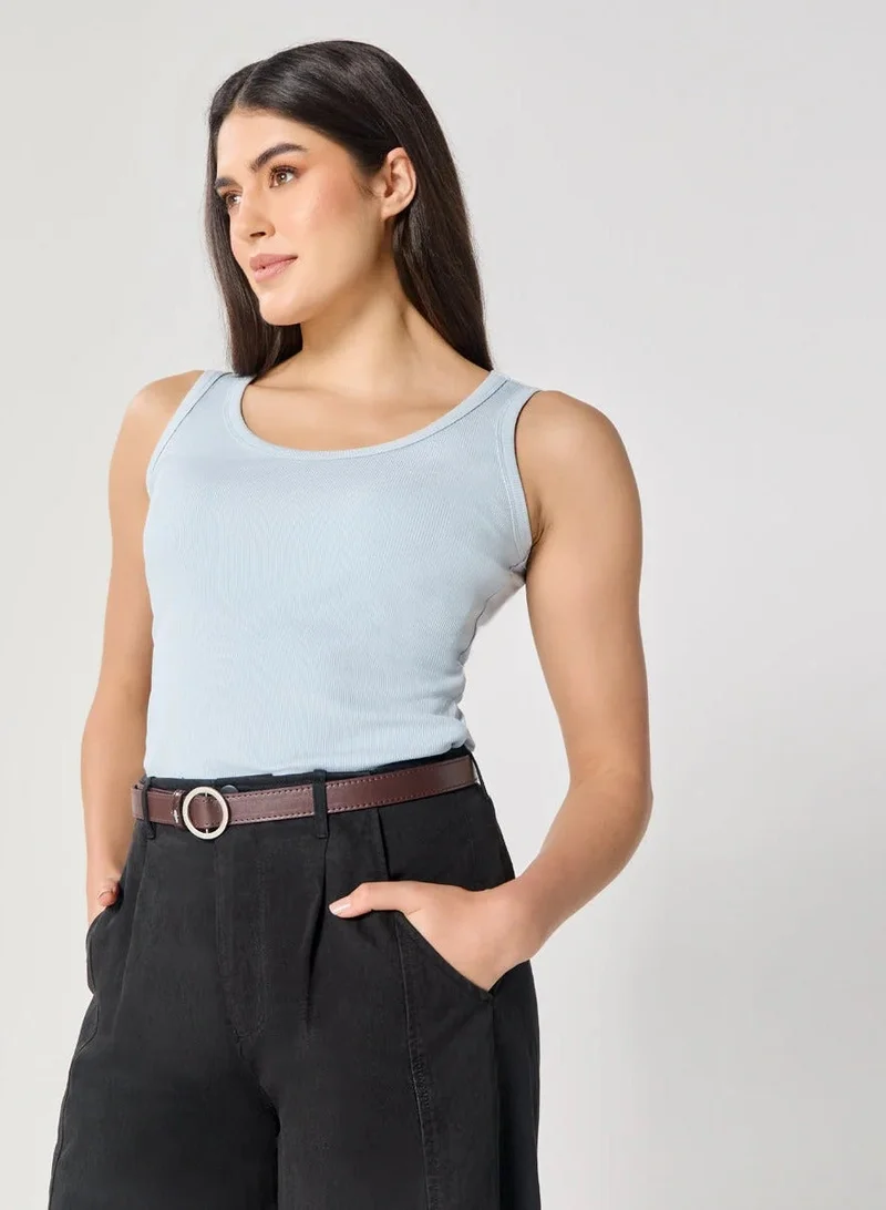 Zigzag Blue Rib Cami Top