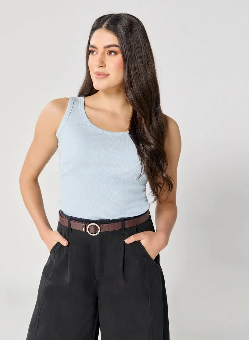 Zigzag Blue Rib Cami Top