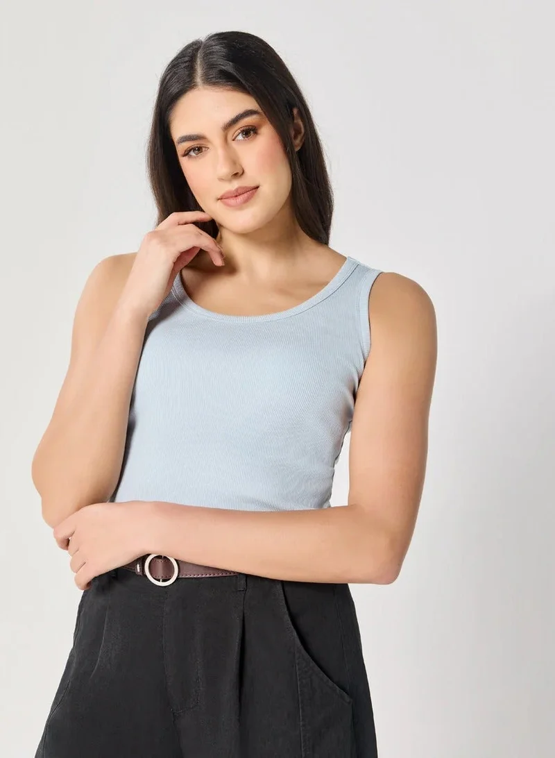 Zigzag Blue Rib Cami Top