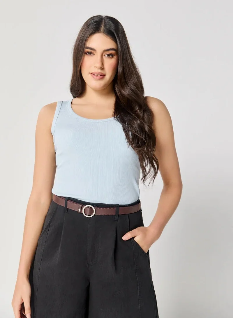 Zigzag Blue Rib Cami Top