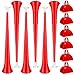 Treela 12 Pcs Collapsible Stadium Horn and Metal Cowbells 24 Inch Vuvuzela Horn Blow Plastic Trumpet Cow Bells with Handle Noisemakers for Sporting Events Graduation Games School Sports PartyRed - Image 3