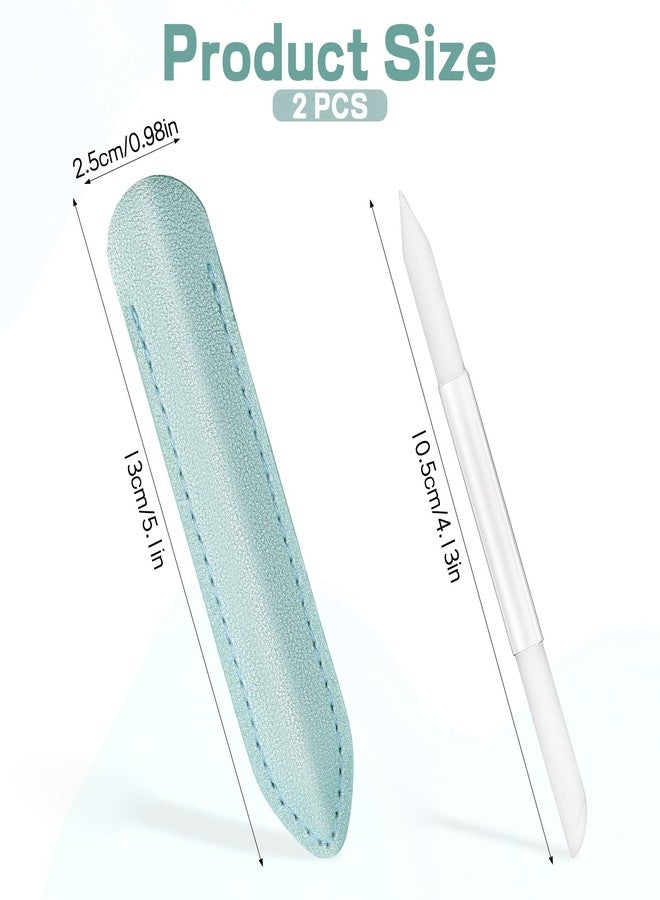 Apausvcm 2Pcs Glass Cuticle Pusher with Leather Case, Dual Ended Cuticle Remover Tool Professional Manicure Stick Fingertip Precision Filing Cuticle Remover Tools for Nail Salons Home (Clear, Pink, Green) - Image 2
