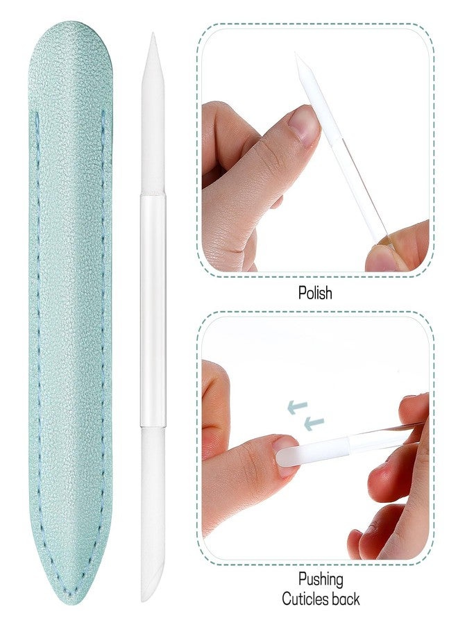 Apausvcm 2Pcs Glass Cuticle Pusher with Leather Case, Dual Ended Cuticle Remover Tool Professional Manicure Stick Fingertip Precision Filing Cuticle Remover Tools for Nail Salons Home (Clear, Pink, Green) - Image 4