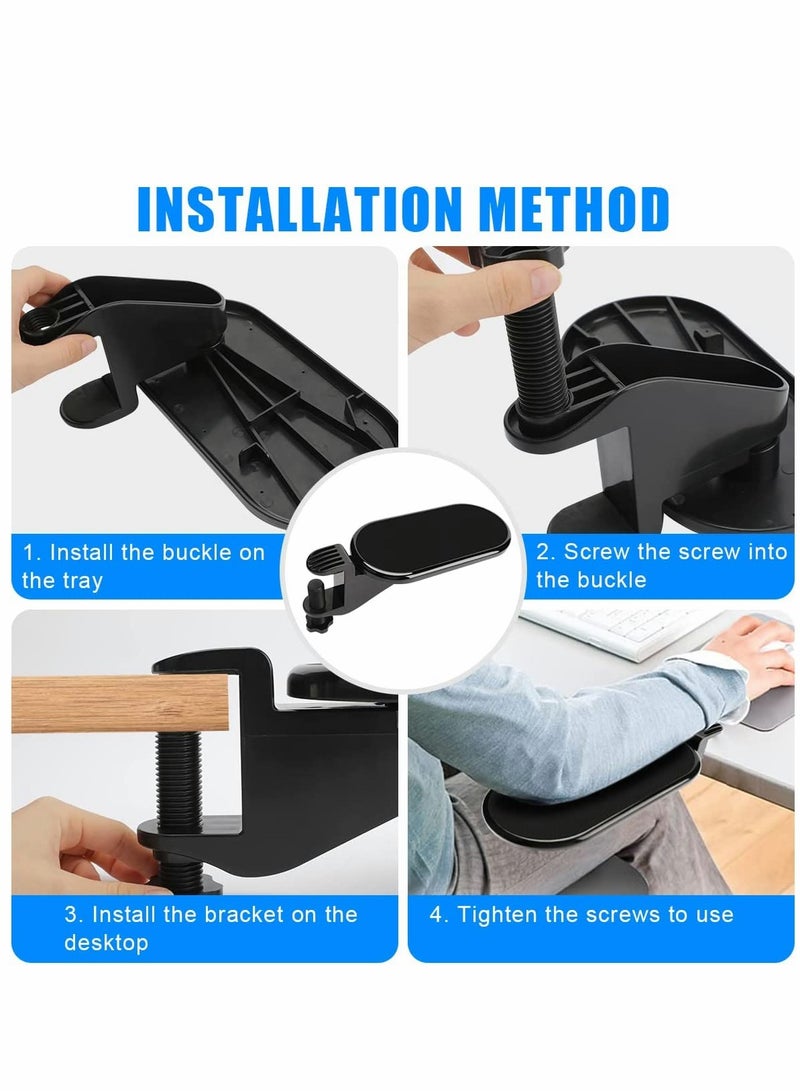 KASTWAVE Wrist Rest Armrest Up key Desk Extender 180° Rotation Arm Rest Support Bracket Ergonomic Computer Armrest Pad 25 12cm Adjustable Computer Wrist Rest Armrest for Home Office for 7mm Desk Table - Image 4