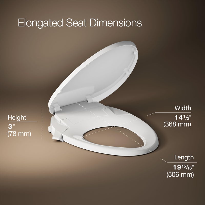 Kohler PureWash M300 Manual Elongated Bidet Toilet Seat, White Handle, Quiet-Close Lid Prevents Slamming, Toilet Bidet, Easy Installation with Quick-Release Hinges, Self-Cleaning Wand - Image 3