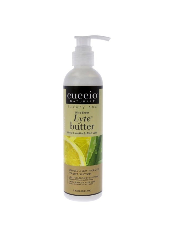 Cuccio Naturale Lyte Ultra-Sheer Body Butter - Replenishing Scented Moisturizer Cream - Deep Hydration To Repair Dry Skin - All Natural, Cruelty-Free Formula - White Limetta And Aloe Vera - 8 Oz - Image 1