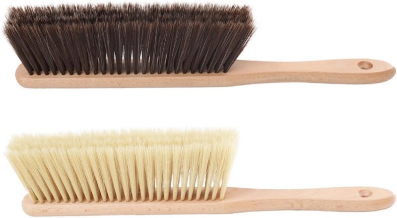 Wood Bed Brush with Supple Bristles 2pcs Set, Soft Bristle Cleaning Dust Brush with Wooden Handle for Home Carpet and Bed Cleaning Random Style - Image 1