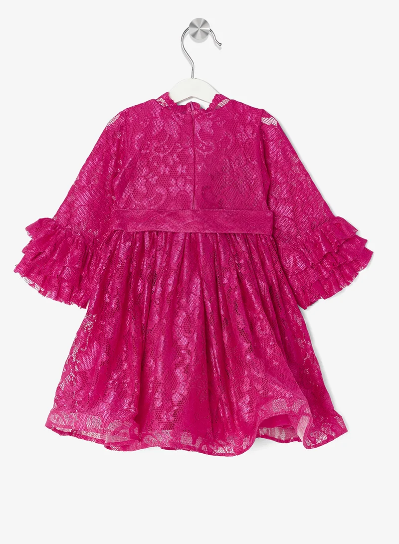 Little Golden Apple Lace Ruffle Sleeve Dress