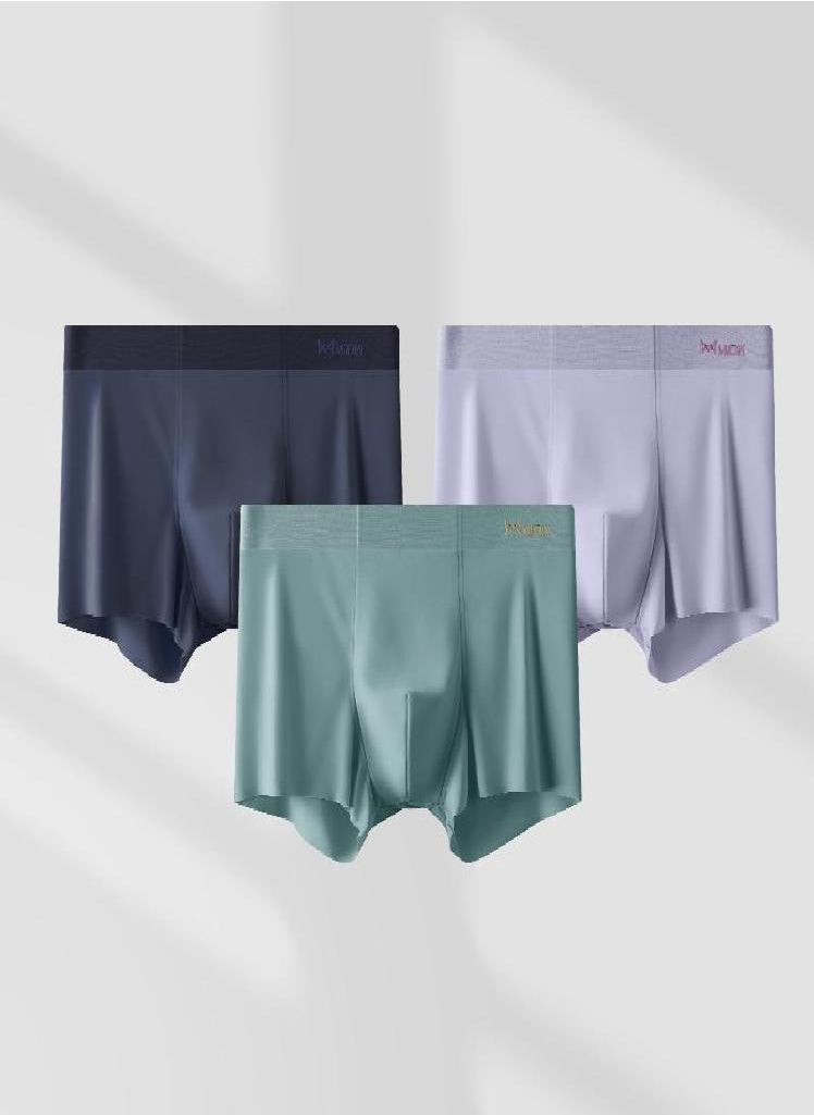 MIIOW - 3Pcs Ice Silk Man Underwear Boxer Metal Fiber Antistatic Men Underpants Seamless Cut Hem Men's Panties Boxers Shorts Trunk - Image 1