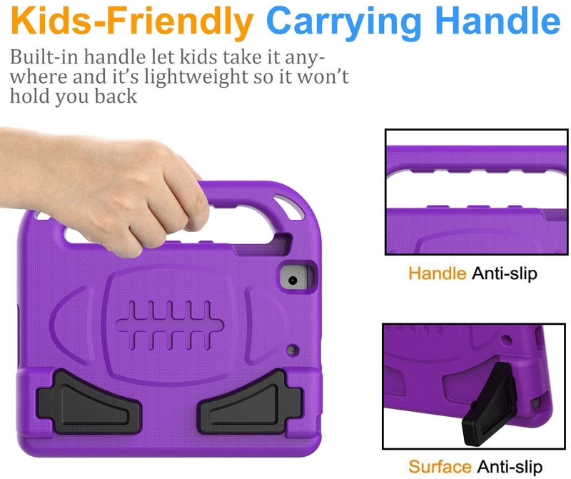 BMOUO Kids Case for New iPad mini 5 2019 / Mini 4 2015 - Built-in Screen Protector, Shockproof Light Weight Handle Convertible Stand Case Cover for New iPad mini 5th Generation 2019 - Purple - Image 4