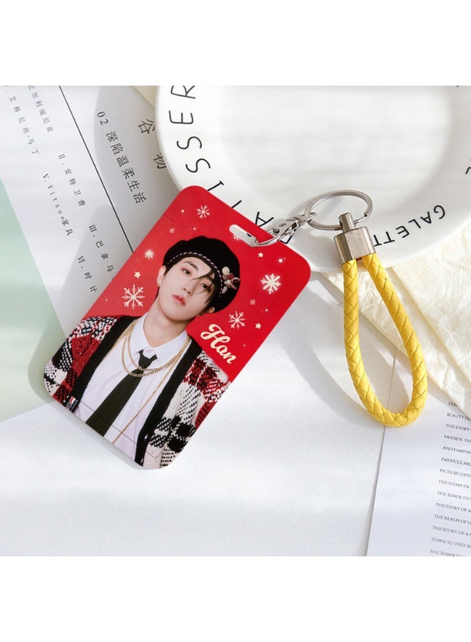 NIBEMINENT 1 - Piece STRAYKIDS Kpop Photo Card Holder Pendant Key Chain ID Badge Holder ID Card Holder Photo Card Protector for School ID Office ID Access Card for Women Girls