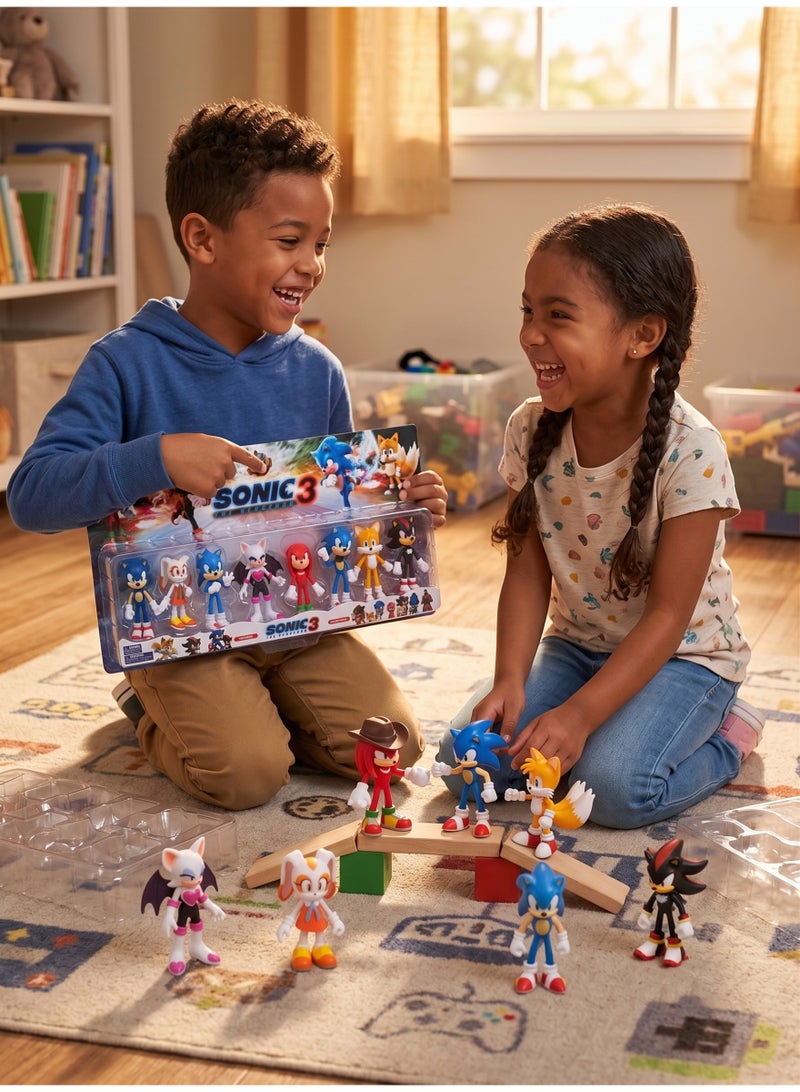 Sonic The Hedgehog 3 Collectible Figures Character Toys 8-Piece Set – 10cm Sonic the Hedgehog Movie Action Figures | Includes Shadow, Knuckles, Tails, Rouge, Cream & Classic Sonic | Reusable Cake Toppers Model Kit Pack | Premium Birthday & Eid Gift for Kids Fans - Image 5