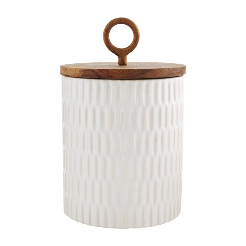 Mud Pie Stoneware Canister Set, Cream, small 8" x 4.5" | medium 9.25" x 5.25" | large 10.75" x 6" - Image 4