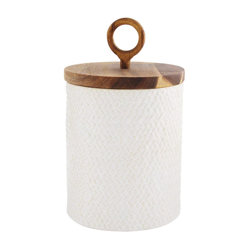 Mud Pie Stoneware Canister Set, Cream, small 8" x 4.5" | medium 9.25" x 5.25" | large 10.75" x 6" - Image 3