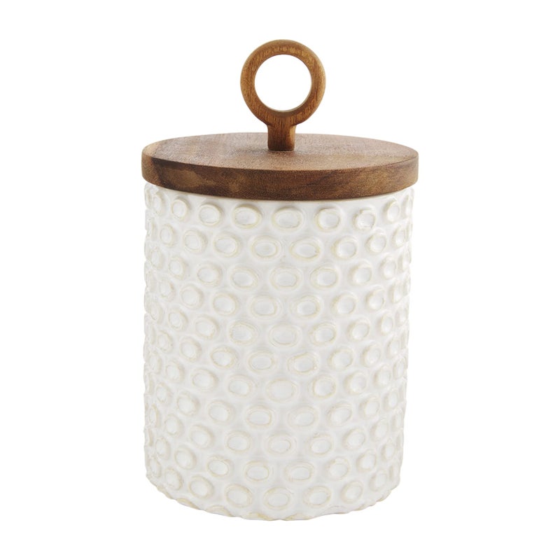 Mud Pie Stoneware Canister Set, Cream, small 8" x 4.5" | medium 9.25" x 5.25" | large 10.75" x 6" - Image 2