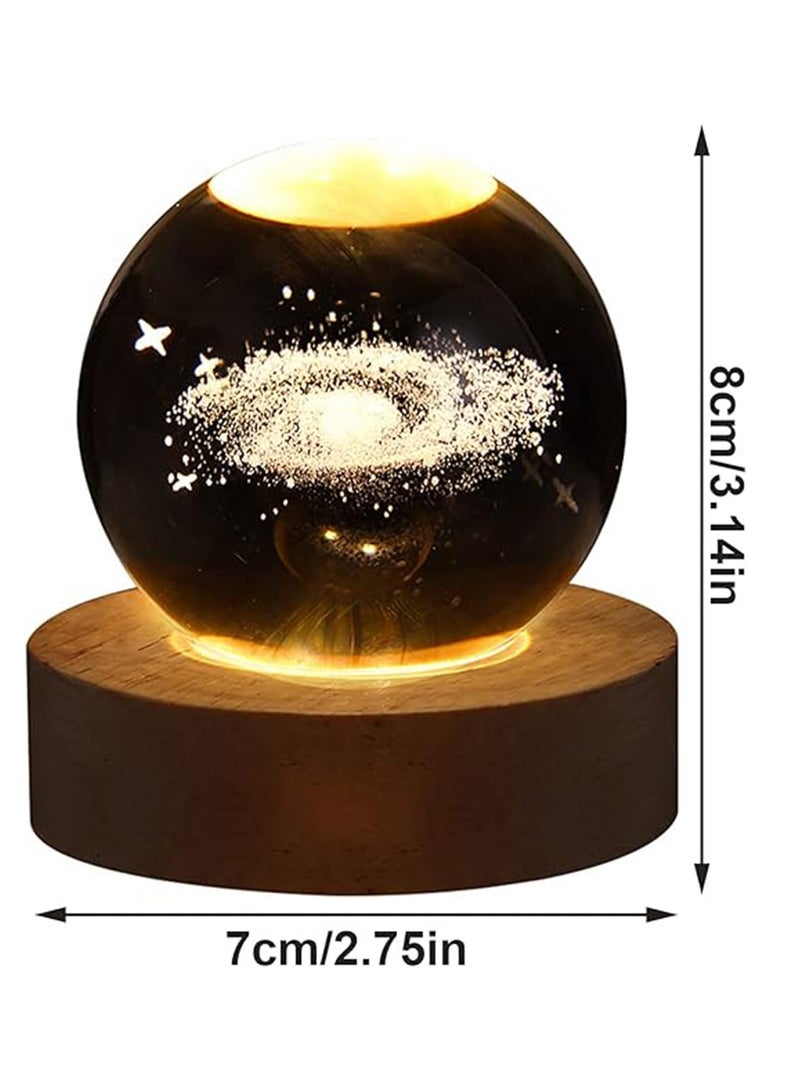 3D Crystal Ball Night Light with Wooden Base LED Bedroom Decoration Fantasy Lamp - Image 2