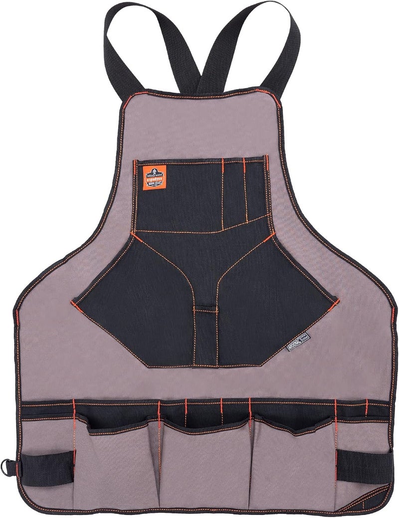 Ergodyne Arsenal 5704 Heavy-Duty Canvas Tool Apron with 22 Pockets, Adjustable, Gray - Image 1