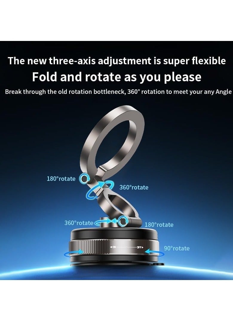 Loxira 360° Vacuum Magnetic Phone Holder, Suction Cup Phone Mount, Foldable Strong Magnetic Cell Phone Holder for Car/Gym/Mirror/Smooth Surface, Compatible with Magsafe iPhone - Image 2
