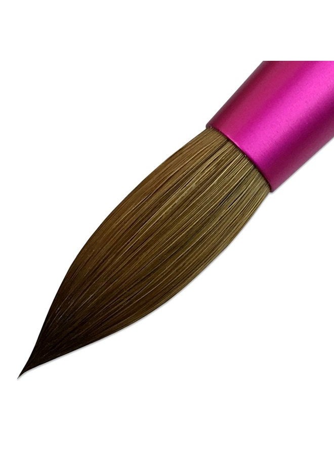 Pana فرشاة أظافر أكريليك أمريكية شعر كولينسكي النقي مقبض أزرق مع دوامة بيضاء وفيرول وردي على شكل دائري - الحجم 12 - Image 4