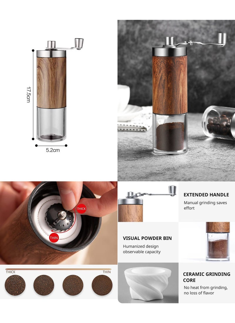 6-Piece V60 Pour Over Drip Coffee Set Coffee Accessories Manual Grinder Mill Glass Pot with Filter Dripper Gooseneck Kettle Specialized Size 02 V60 Kit