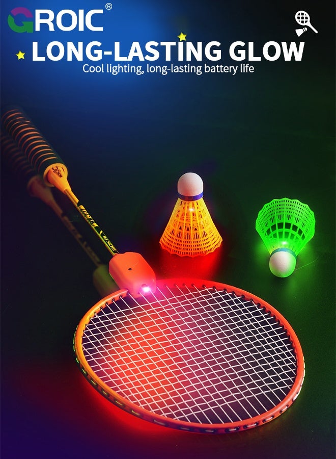 GROIC LED Badminton Racket Set with 2 Rackets, 2 LED Shuttlecocks,  3 LED Self Training Shuttlecocks,and 1 Badminton Bag,Badminton Racket for 2 Players,LED Badminton Racquets - Image 2