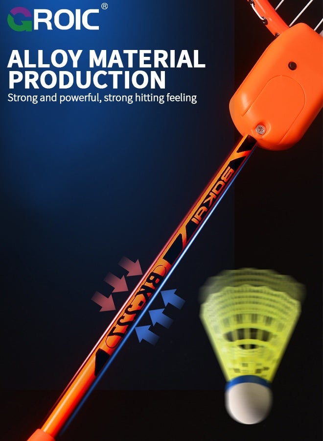 GROIC LED Badminton Racket Set with 2 Rackets, 2 LED Shuttlecocks,  3 LED Self Training Shuttlecocks,and 1 Badminton Bag,Badminton Racket for 2 Players,LED Badminton Racquets - Image 5