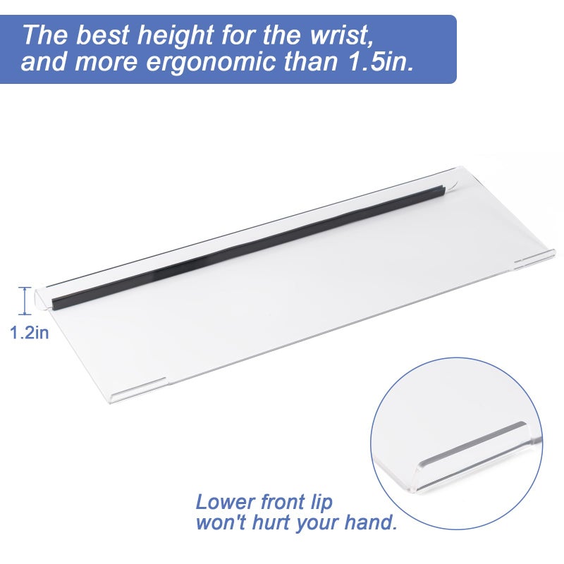 BOOMIBOO Clear Acrylic Tilted Computer Keyboard Holder for Ergonomic Typing, Keyboard Stand with Silicone Anti-Slip Strip, 17 x 5.7 Inch Keyboard Tray for Office Desk, Home, School - Image 4