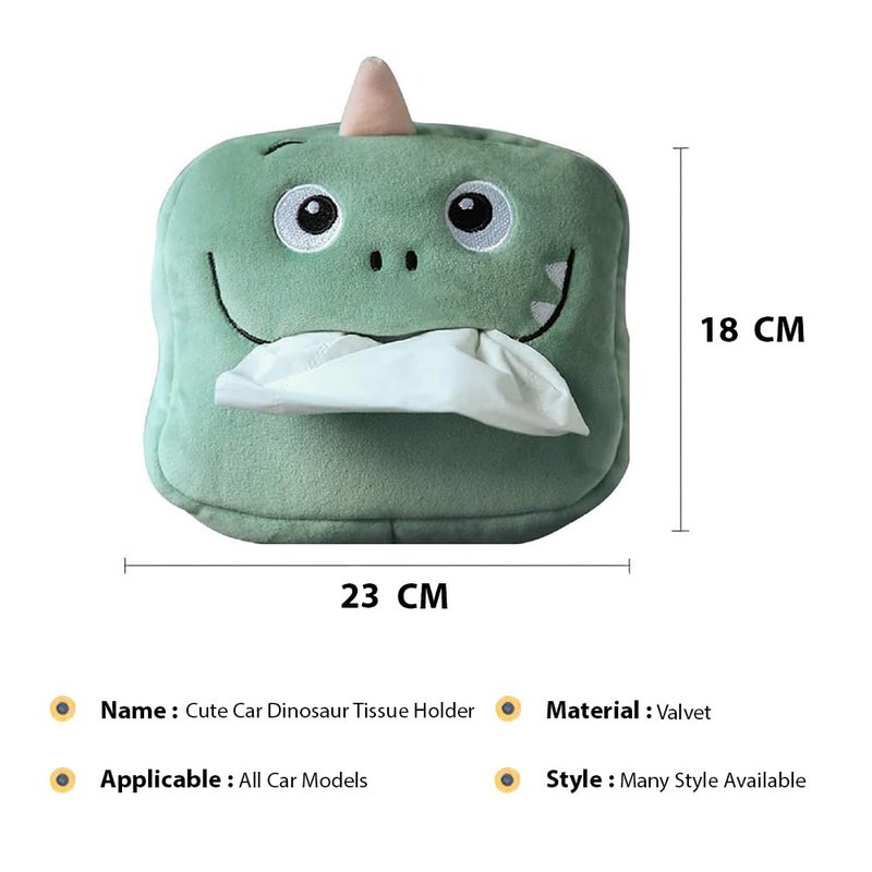 WISKA® Car Tissue Box Holder for Car Animal Faces Cute Cartoon Multifunctional Portable Car Tissue Paper Holder for Car Interior Decoration Accessories (Green) - Image 2