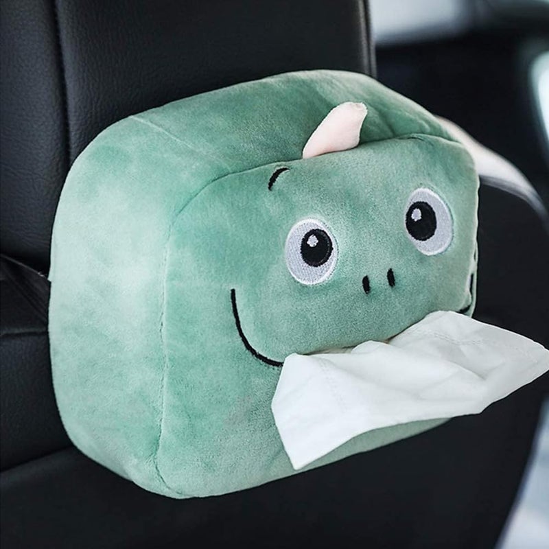 WISKA® Car Tissue Box Holder for Car Animal Faces Cute Cartoon Multifunctional Portable Car Tissue Paper Holder for Car Interior Decoration Accessories (Green) - Image 1
