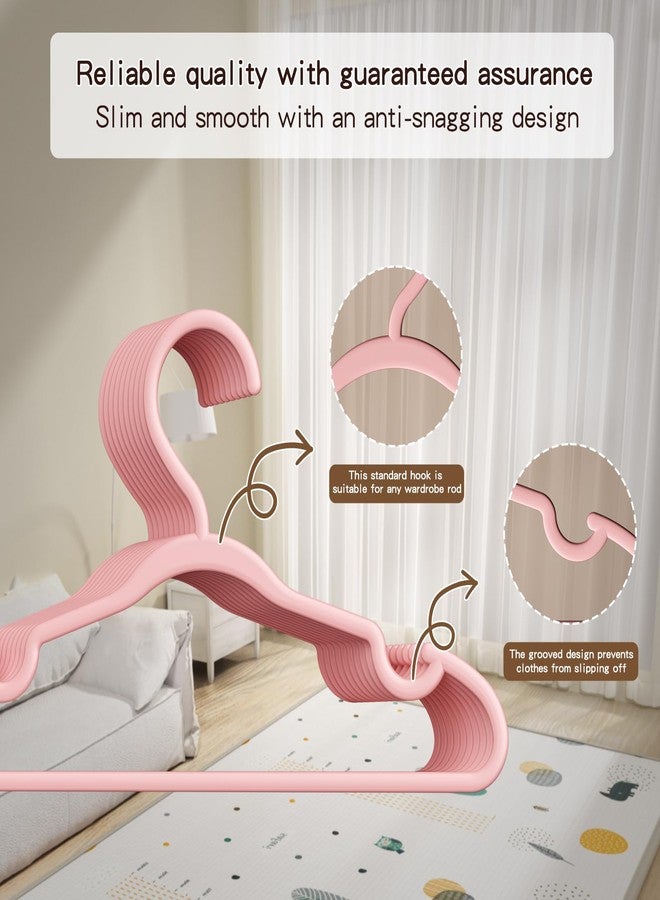 VIIBASE 100 Pack Baby Hangers - 12.83 Inch Ultra-Thin Non-Slip Plastic Hangers for Closet & Nursery, Ideal for Newborn, Infant, Toddler & Kids Clothing (Pants, Coats, Skirts, Dresses) - Pink - Image 3
