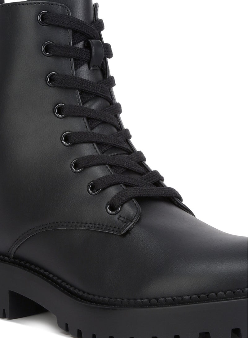 لندن راج أحذية نسائية من لندن راغ برباط من الجلد الصناعي باللون الأسود - Image 5