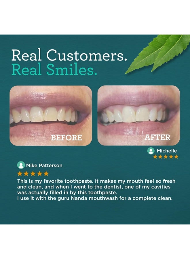 GuruNanda Hydroxyapatite Toothpaste, SLS & Fluoride Free, Whitening Toothpaste - Freshens Breath, Fights Plaque - Natural CocoMint Jasmine Neem - Image 3
