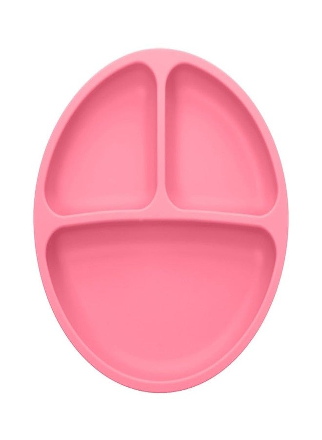 Topinon Silicone Baby Feeding Plate with Suction Base, Round, 3 Sections,100% Food Grade Silicone Baby Plates, BPA Free,Pink - Image 1