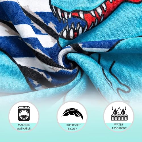 Famyo® Poncho Hooded Towel for Kids 1–7 Years | Quick Dry Kids Towel | Soft Lightweight Baby Wrap for Beach | 60 X 60Cm Toddler Pool Towel for Boys & Girls | Micro-Fiber Bath Towels | Cool Dino Blue - Image 5