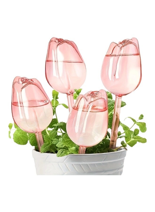ShebSheb 4 Pcs Tulip‑Shaped Self‑Watering Globes, Automatic Watering Bulbs for Indoor and Outdoor Plants, Plastic Watering Devices Suitable for Home and Garden Use - Image 1