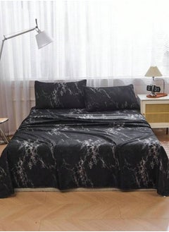 LUNA Home 4 Pieces Bedsheet Set, Black Marble.  - Image 1